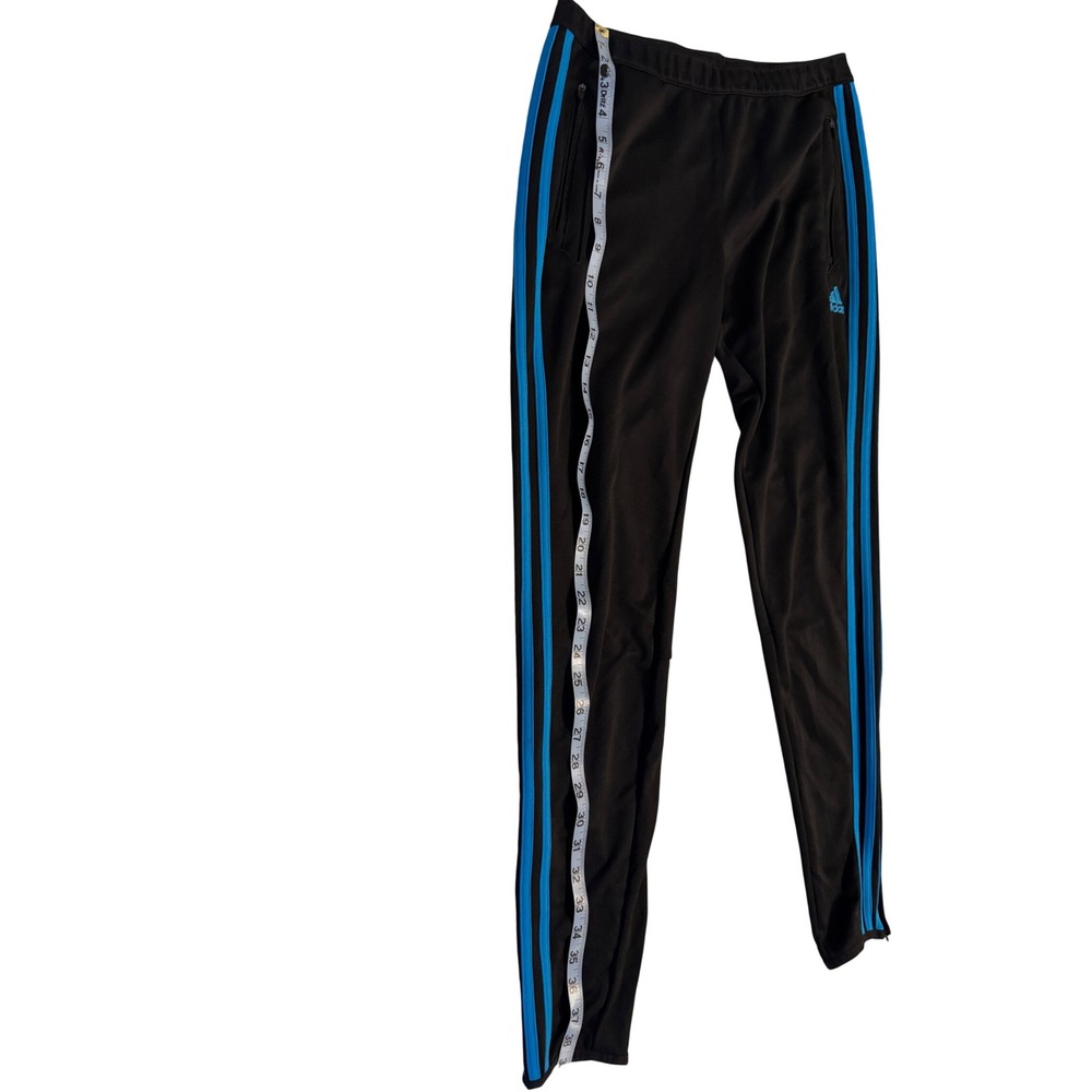 Adidas Womens Track Pants Black‎ Blue ClimaCool Athletic Zip Pockets Sz M - Picture 5 of 10